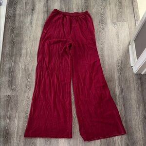 Wide Leg Burgundy Knit Lounge Pants